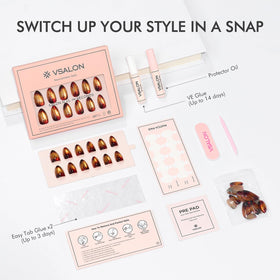 VSALON application step pressing nail for secure hold and quick wear