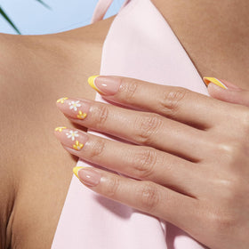 VSALON side profile of short almond nail showing natural curve and fit