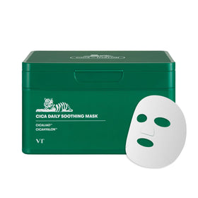 VT COSMETICS box front showing 30-sheet packaging and benefits