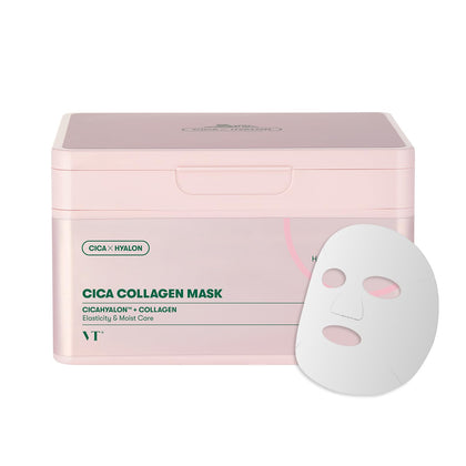 VT COSMETICS tub front showing 30 sheet masks and clear benefits
