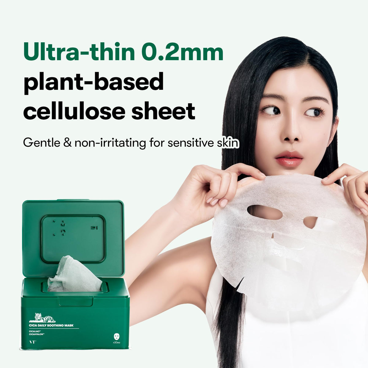 VT COSMETICS ingredient display featuring Centella and hyaluronic acids for calming
