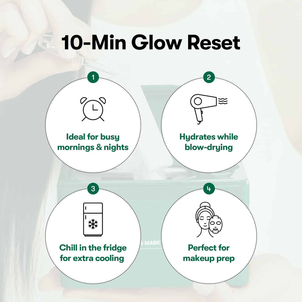 VT COSMETICS mask worn on model demonstrating soothing fit and quick hydration