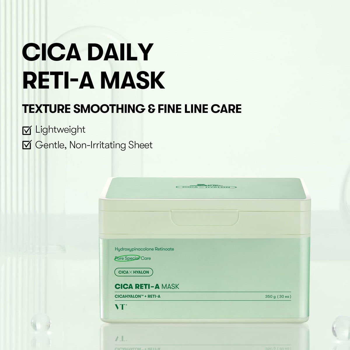 VT COSMETICS close-up of sheet mask fiber texture for gentle adherence