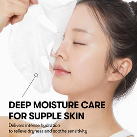 VT COSMETICS mask worn by model showing soothing, hydrated appearance