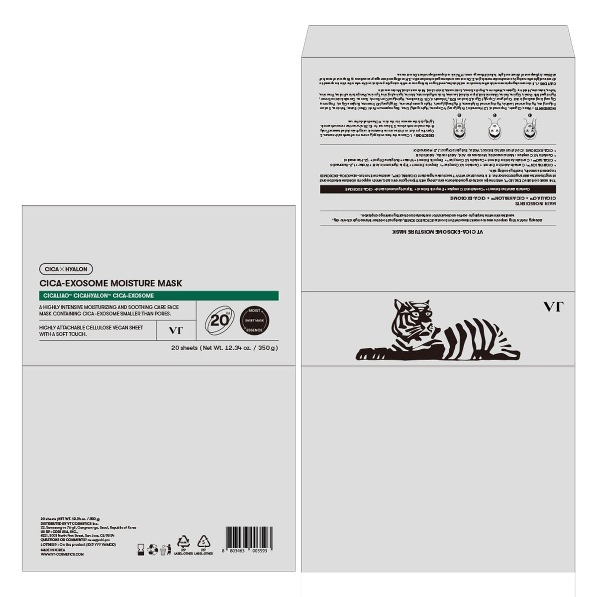 VT COSMETICS packaging label emphasizing biodegradable vegan materials