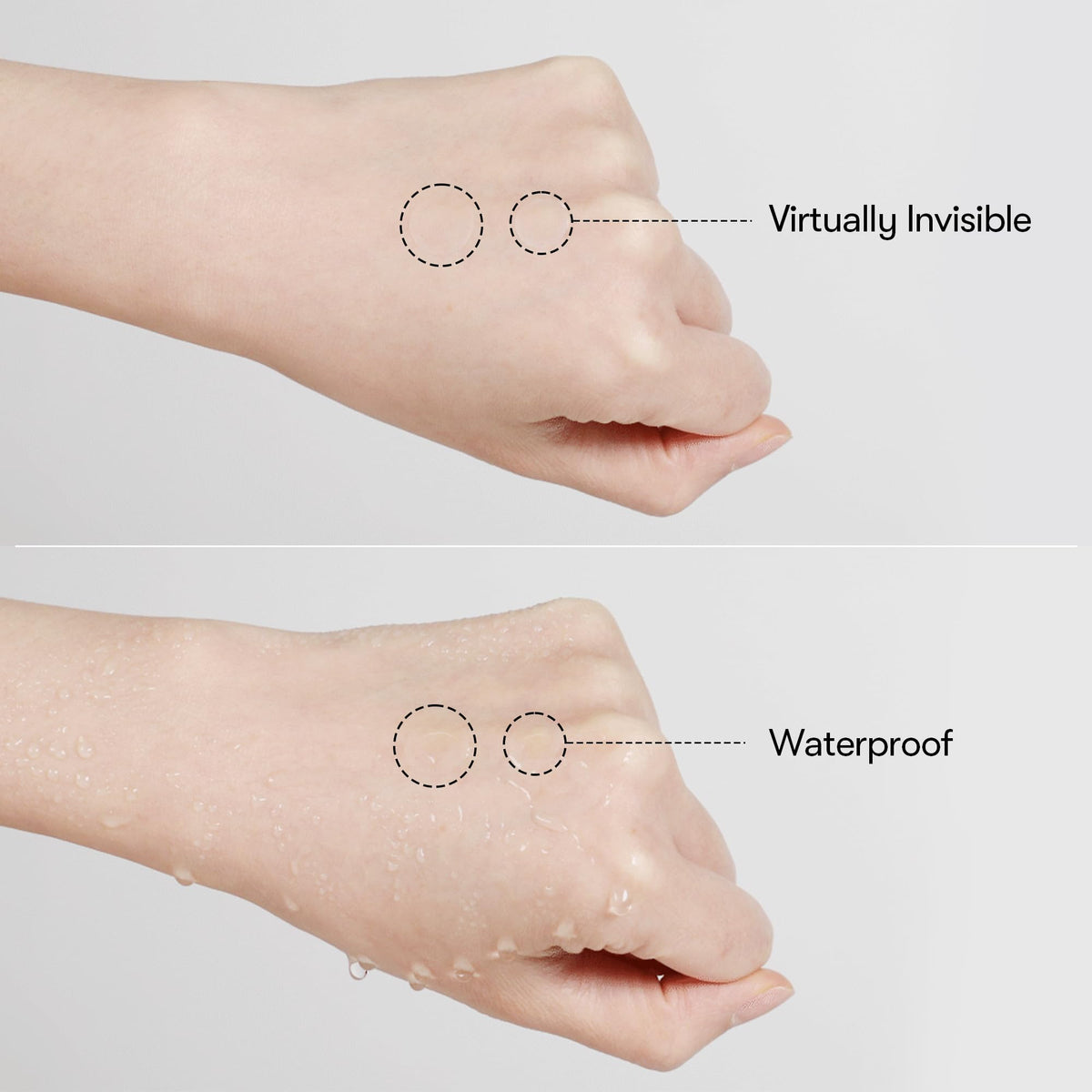 VT COSMETICS patch applied to cheek demonstrating invisible coverage and calming effect