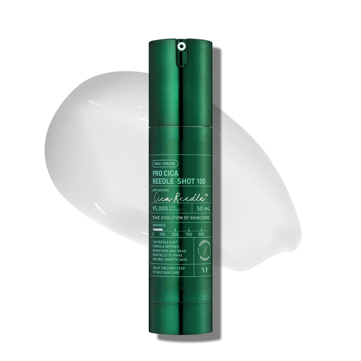 VT COSMETICS front bottle shot showing sleek serum packaging and clear label benefit