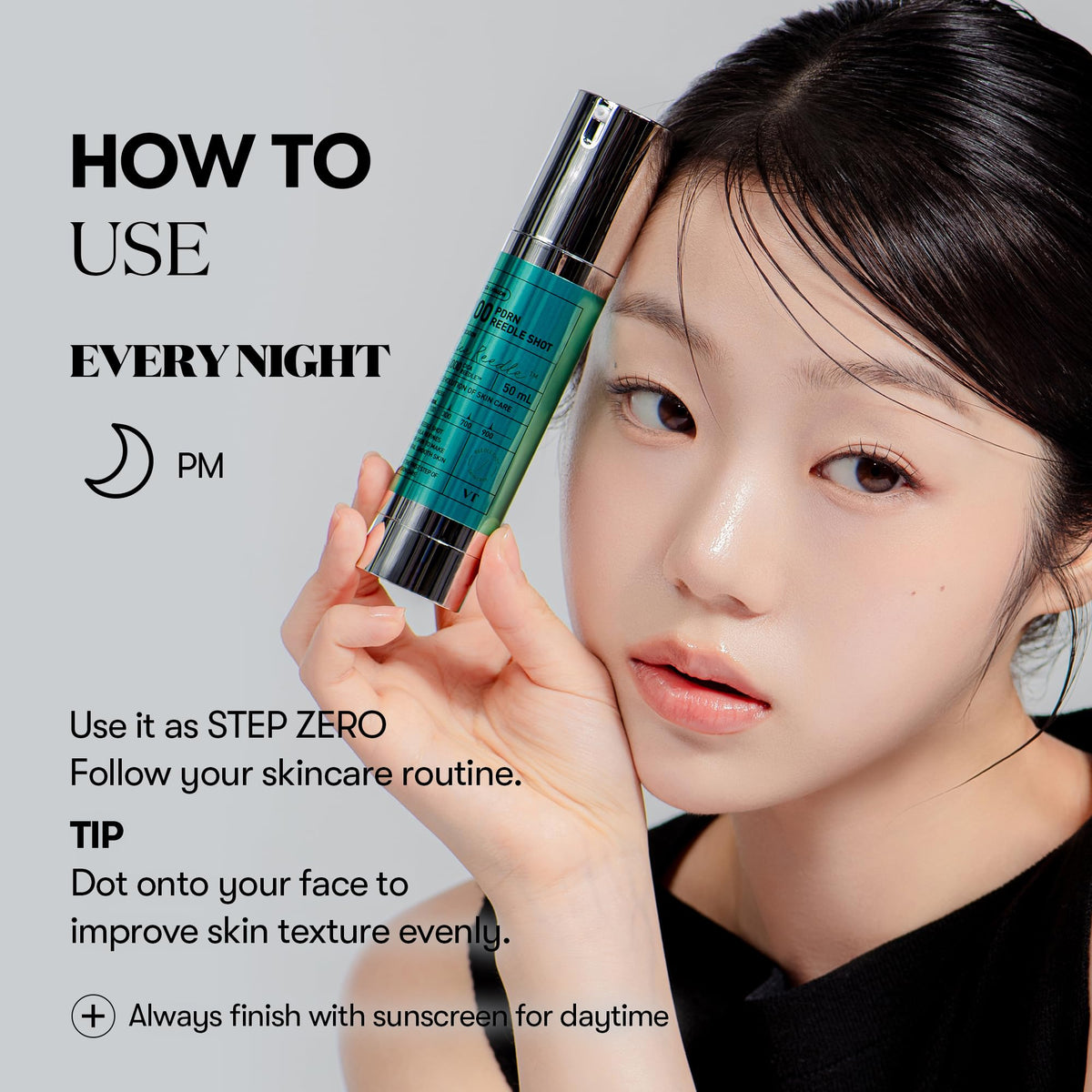 VT COSMETICS serum applied on hand demonstrating lightweight spreadability