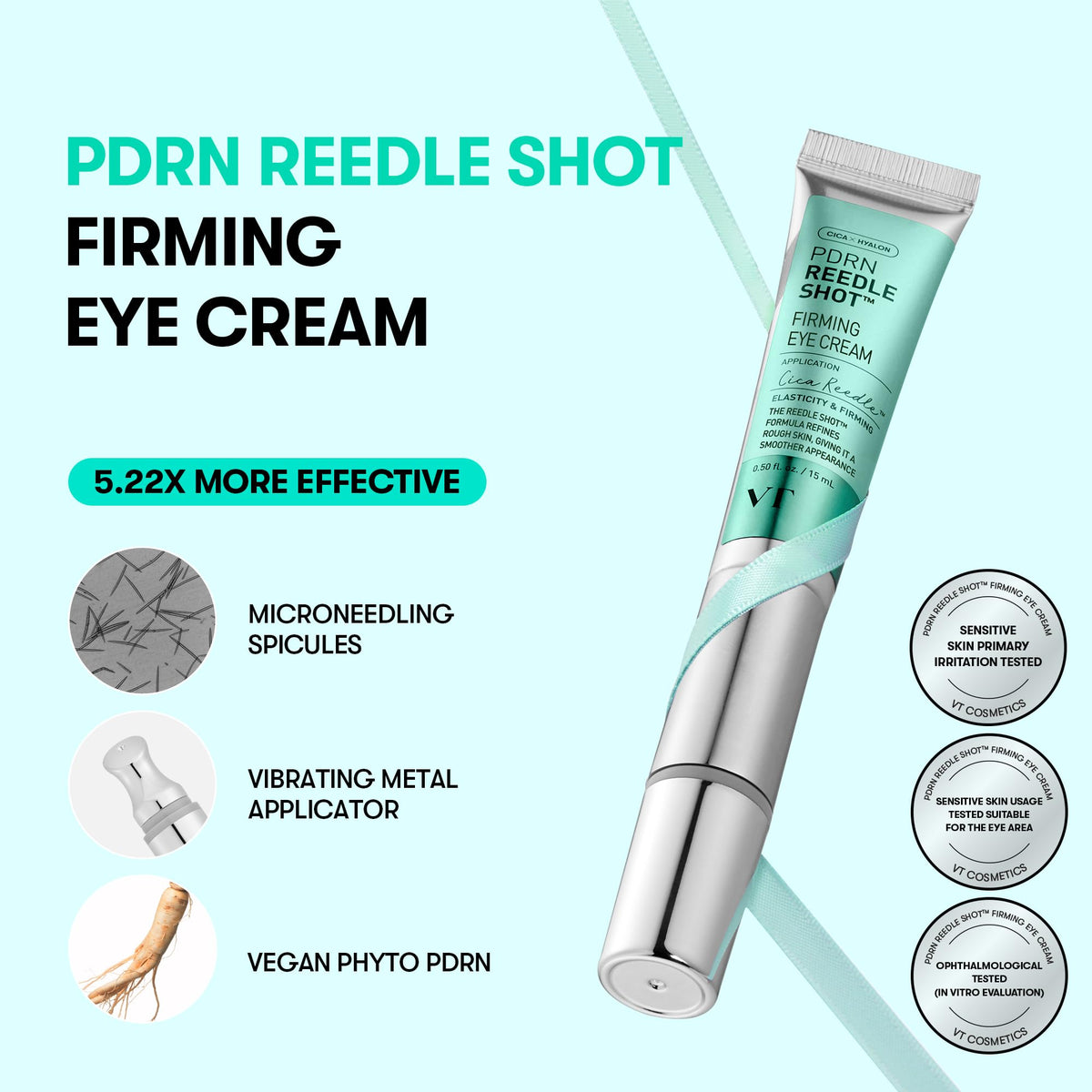 VT COSMETICS close-up of vibrating applicator tip highlighting precision