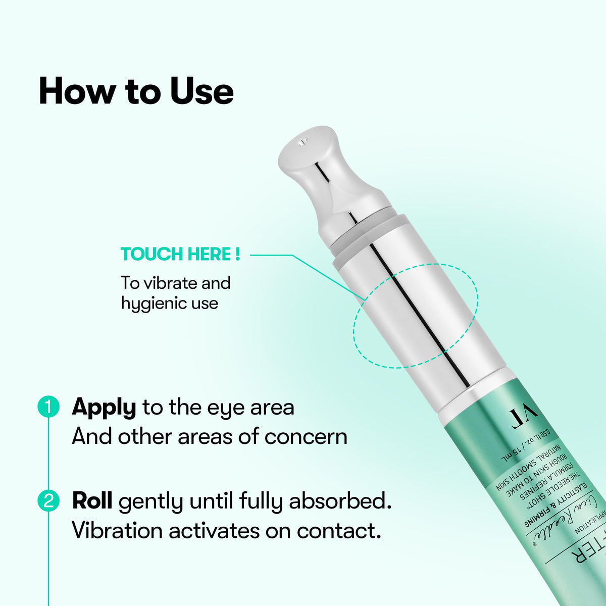 VT COSMETICS applicator on under-eye showing depuffing application