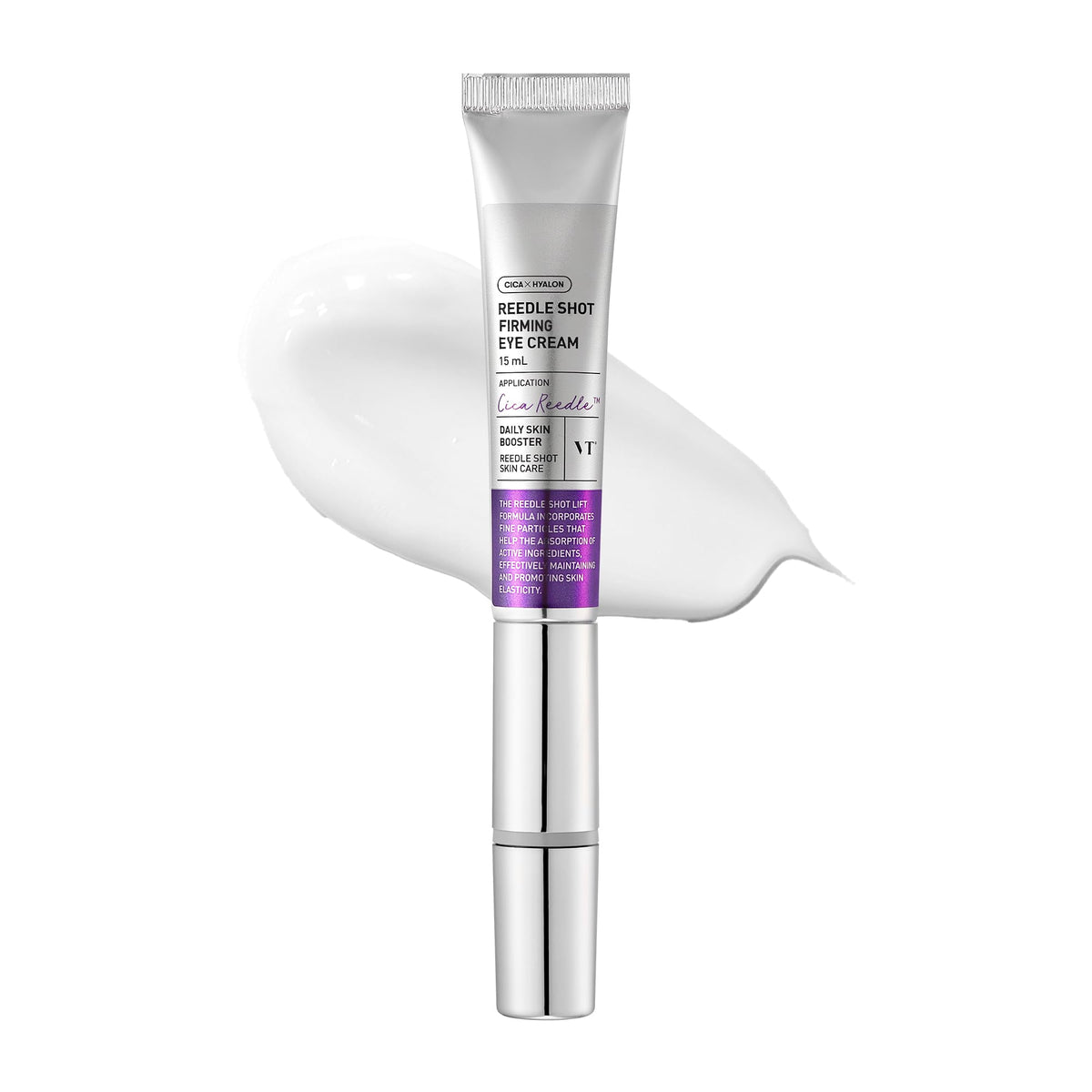 VT COSMETICS front packaging showing compact firming eye cream, promotes easy storage