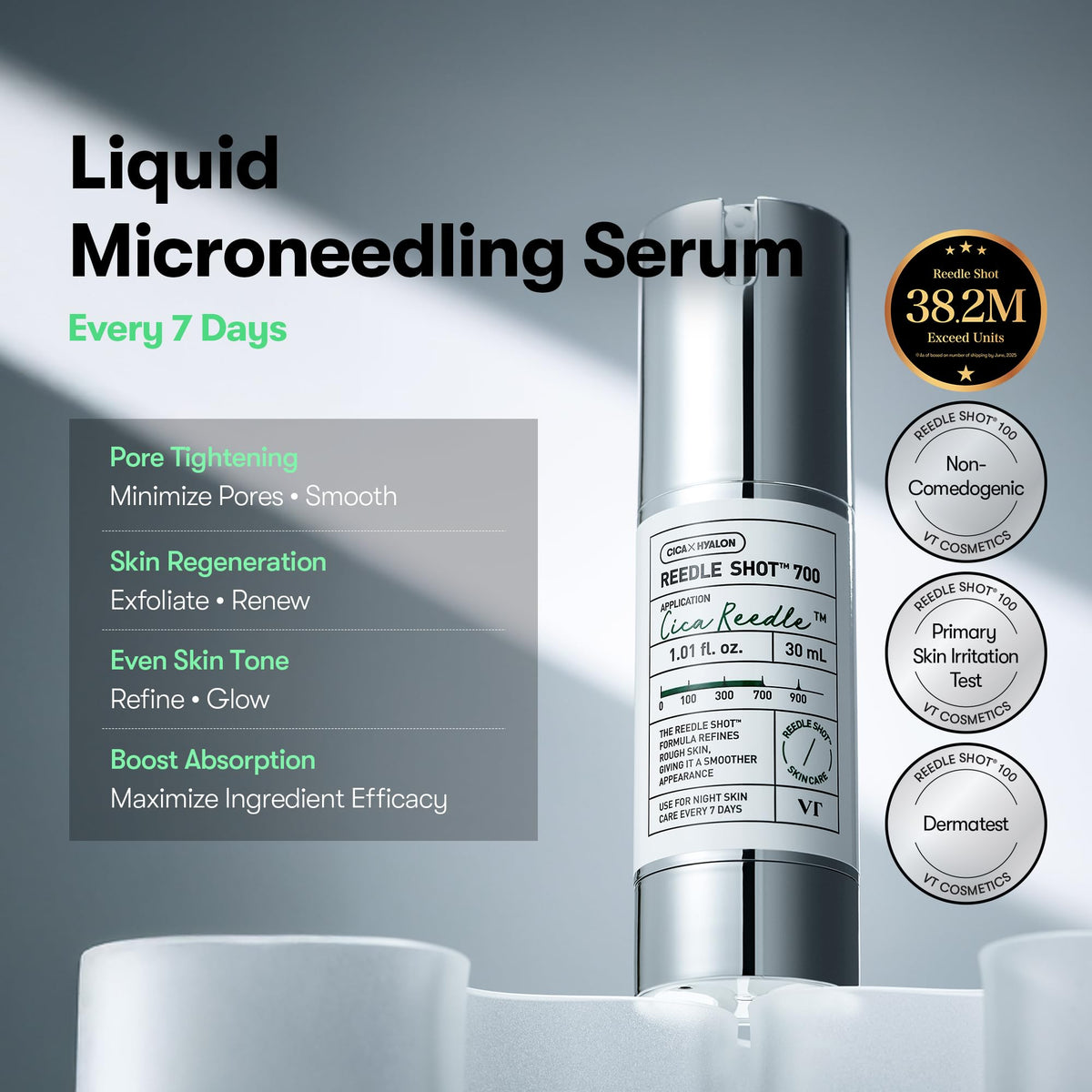 VT COSMETICS close-up of spicule texture revealing micro-needle detail for exfoliation