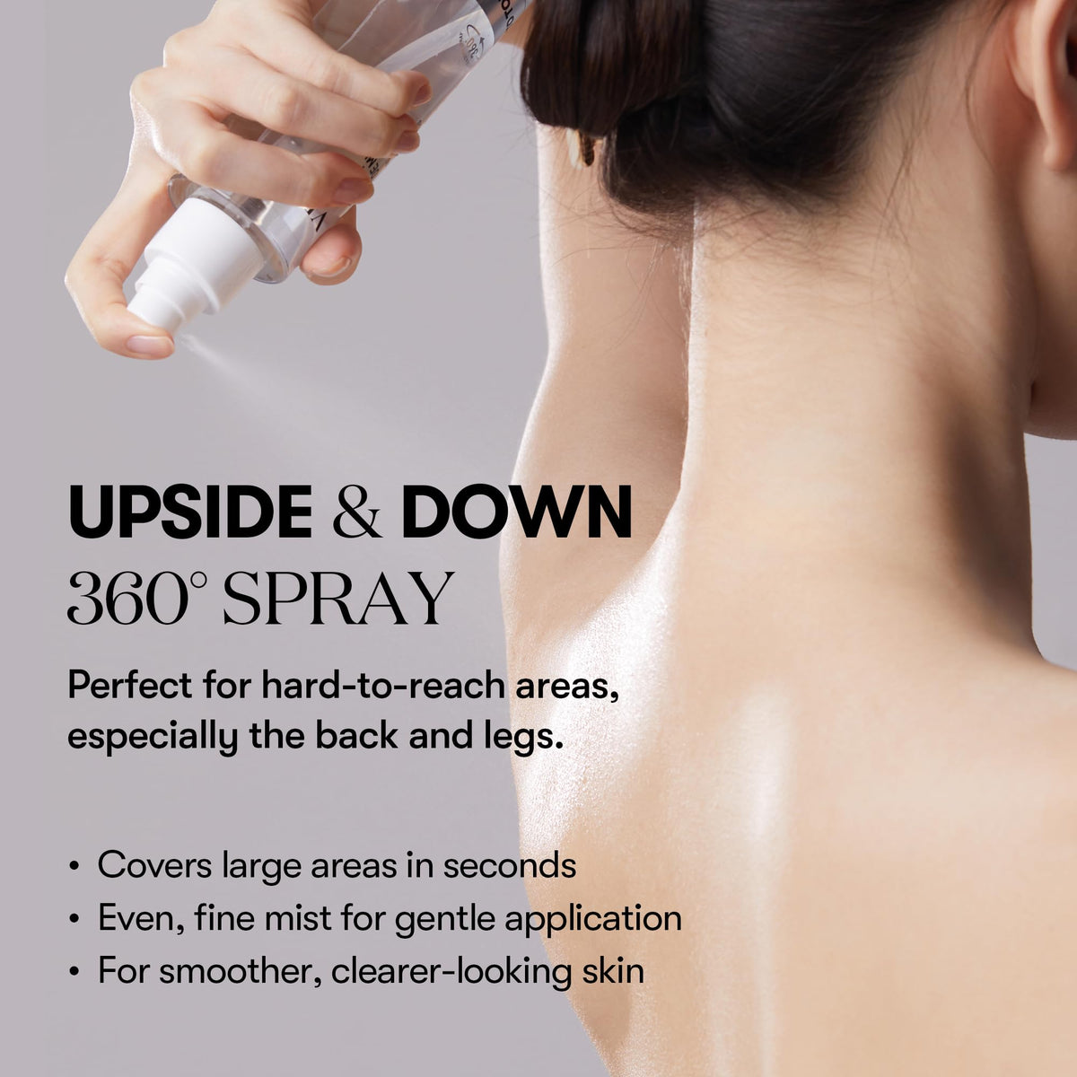 VT COSMETICS being sprayed on back to treat bumps and keratosis with comfort