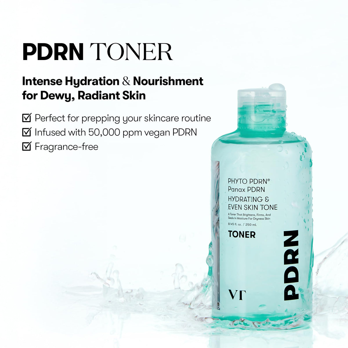 VT COSMETICS watery texture poured from bottle highlighting fast absorption benefit