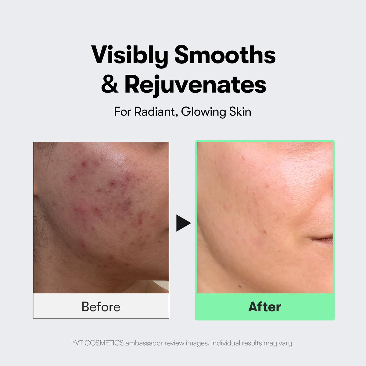 VT COSMETICS demonstration applying serum to face for even absorption