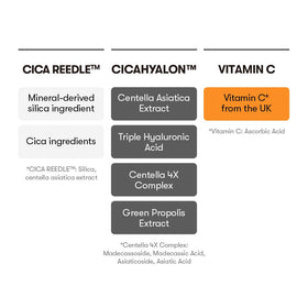 VT COSMETICS ingredient label showing CICA HYALON and vitamin blend benefits