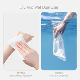 vuacepe towel next to hand to show 7.87x7.87 inch size and easy handling