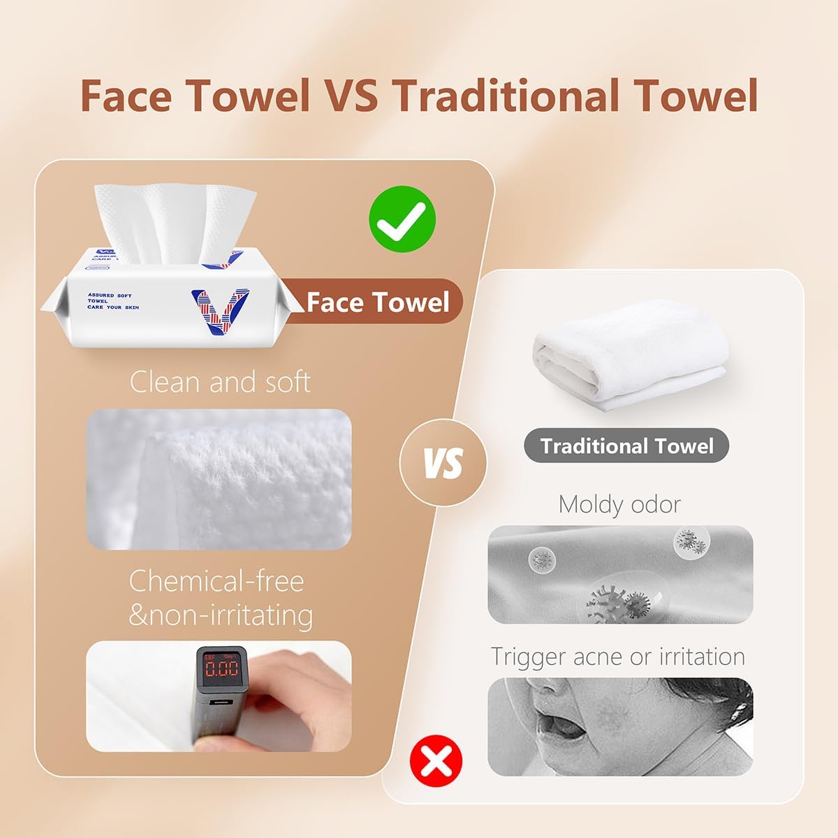 vuacepe close-up of smooth and pearl textured surfaces highlighting gentle cleansing