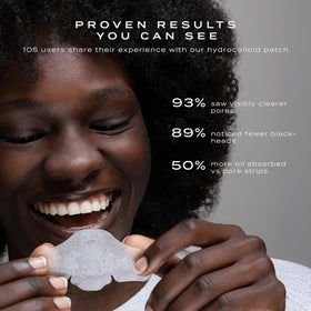 Vue removed patch showing absorbed sebum and clearer-looking skin