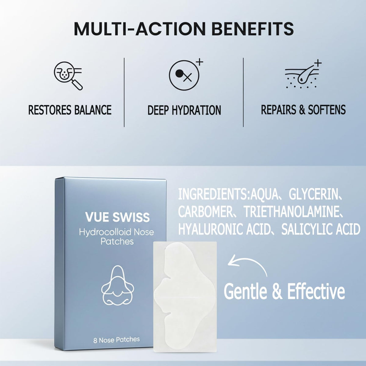 Vue Swiss used patch showing absorbed impurities and visible cleaning effect