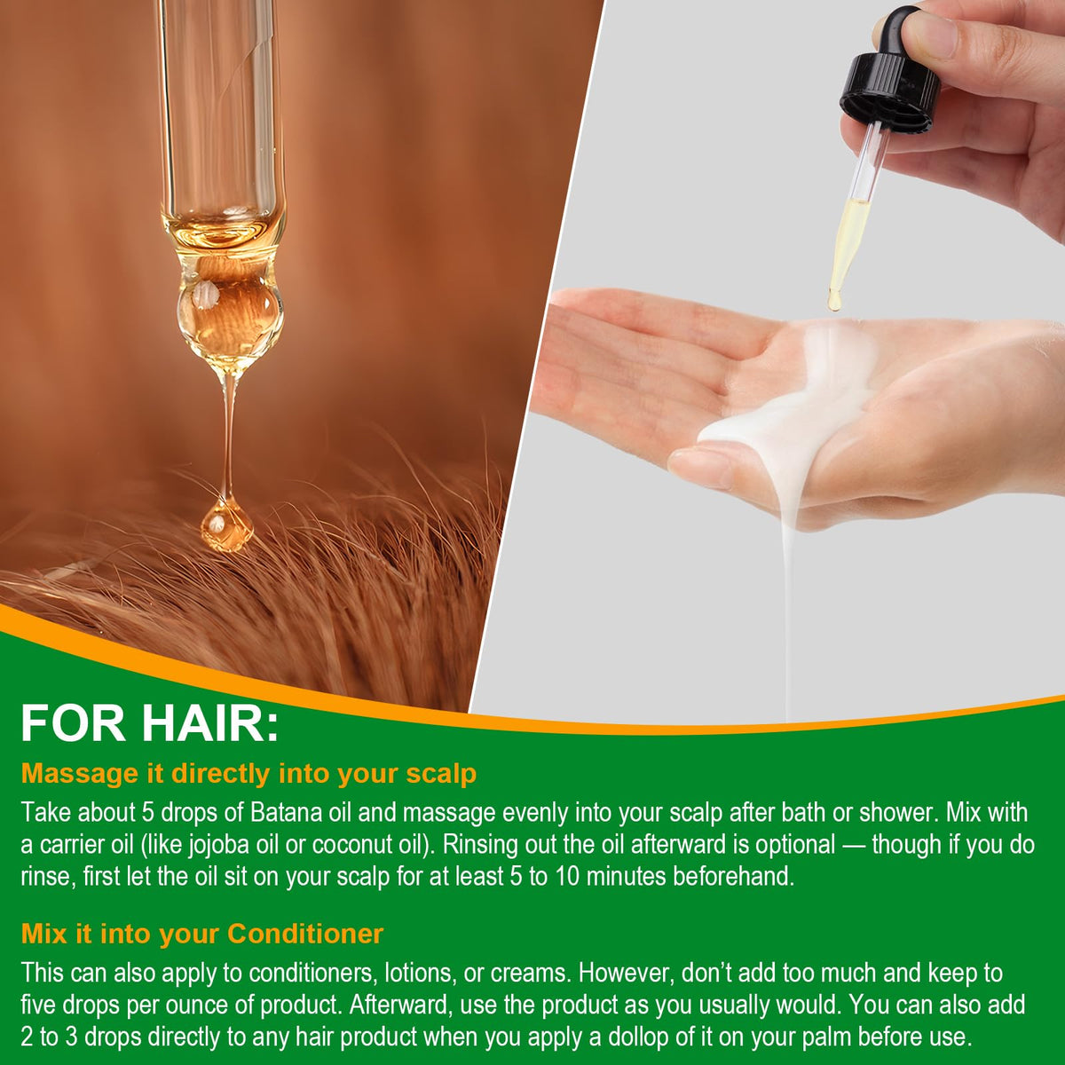 Mixing VXHDAG Batana oil into conditioner demonstrating added hydration