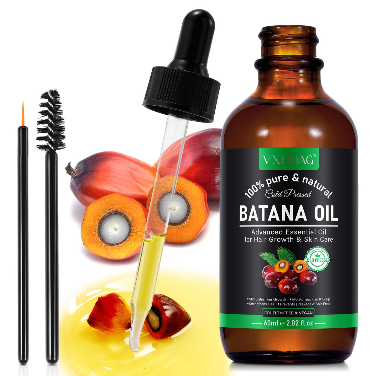 Close-up of VXHDAG Batana oil texture highlighting purity and smoothness