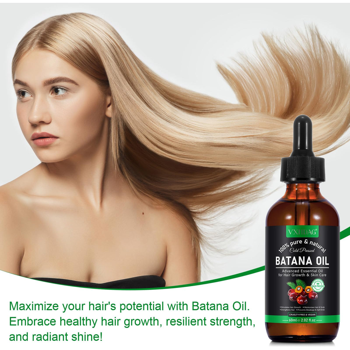 Massaging VXHDAG Batana oil onto skin and nails for hydration and softness