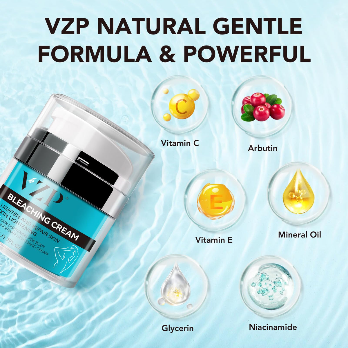 VZP application underarm demonstrating gentle brightening use