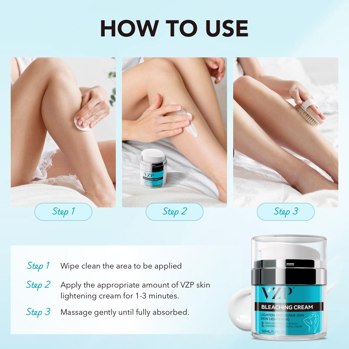 VZP product applied to elbow and knee showing improved tone