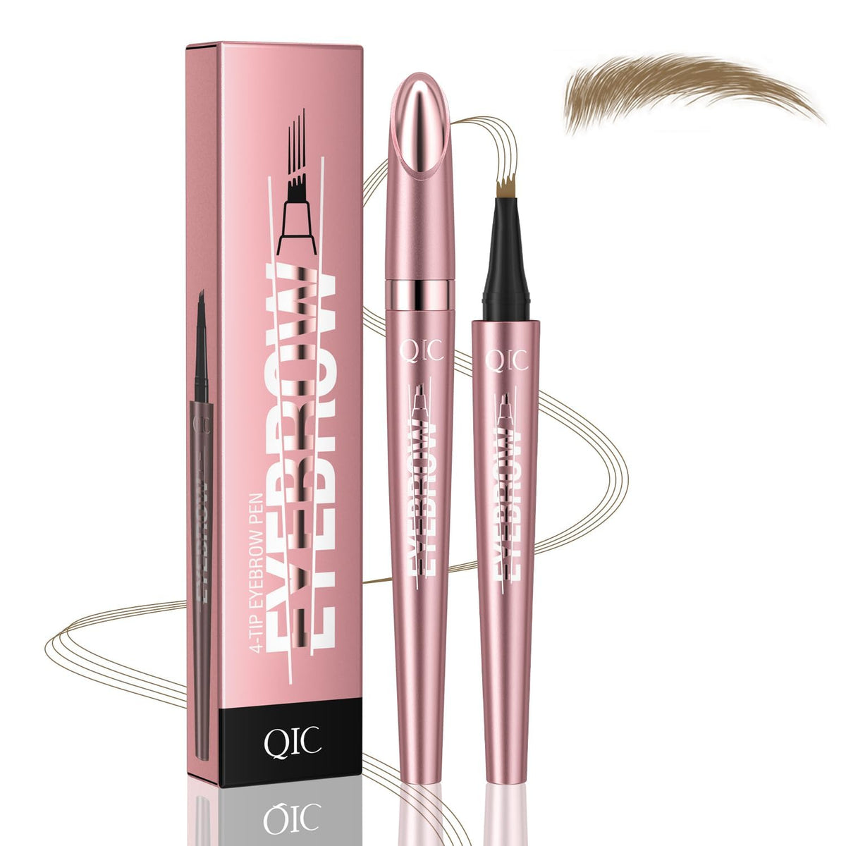 W3W eyebrow pen front view showing product and cap, clear brand benefit of precision