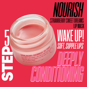 W7 strawberry lip mask on nightstand to deeply nourish lips overnight