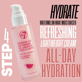 W7 watermelon moisturizer open jar showing lightweight hydrating cream