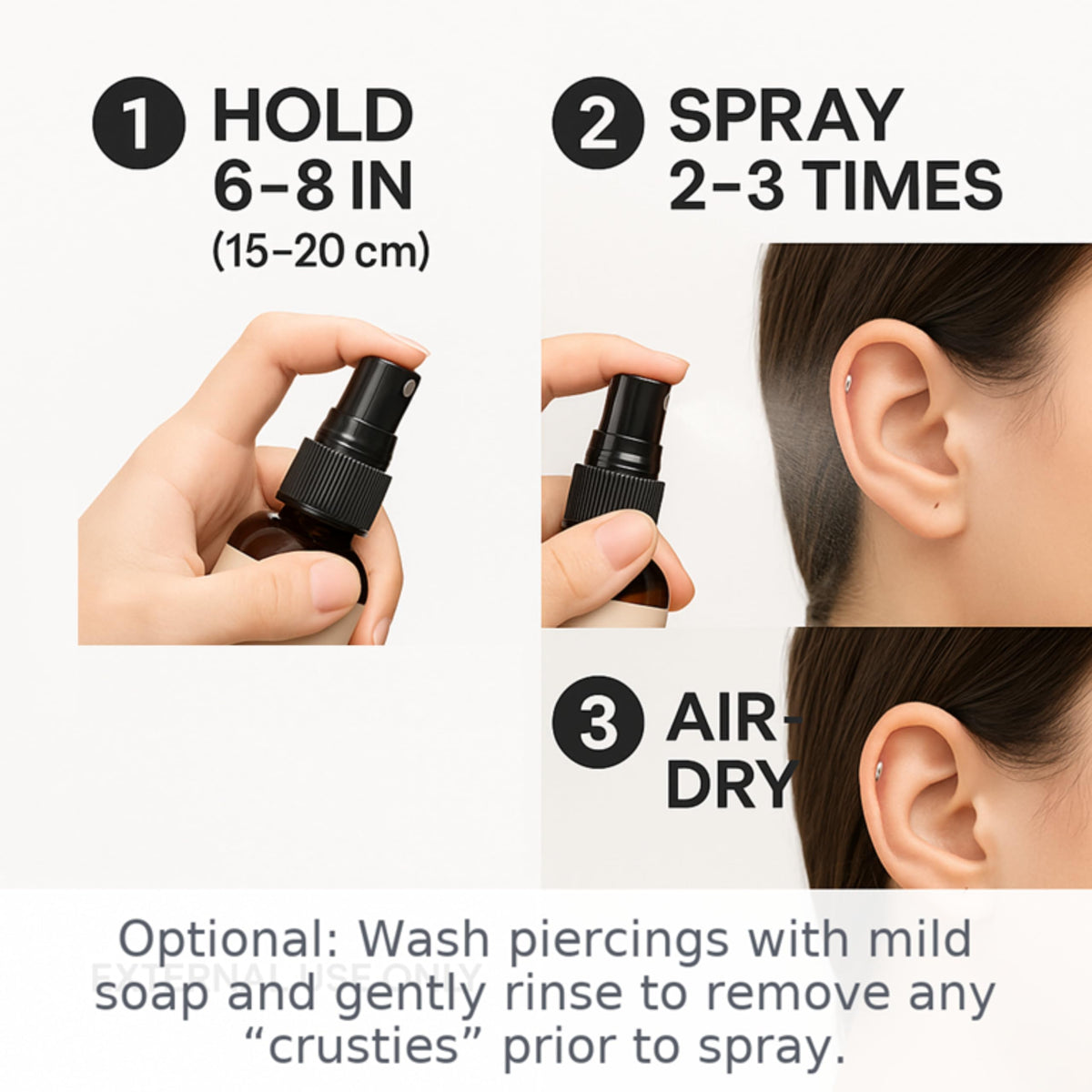 Wacan fine mist application dispersing saline spray for gentle cleaning