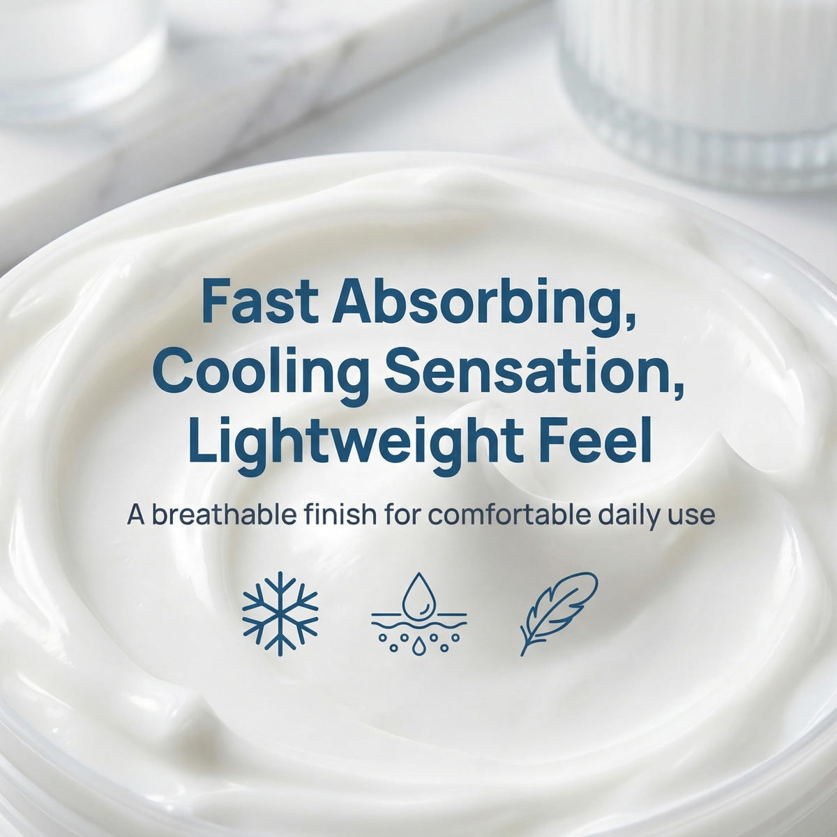 WAESKI cream being absorbed into skin to show non-greasy, breathable finish