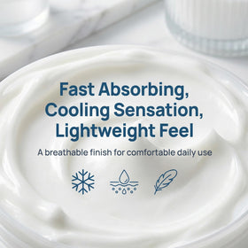 WAESKI cream being absorbed into skin to show non-greasy, breathable finish