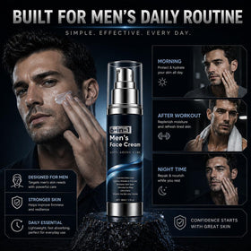 WAESKI on bathroom counter next to shave items showing everyday grooming integration