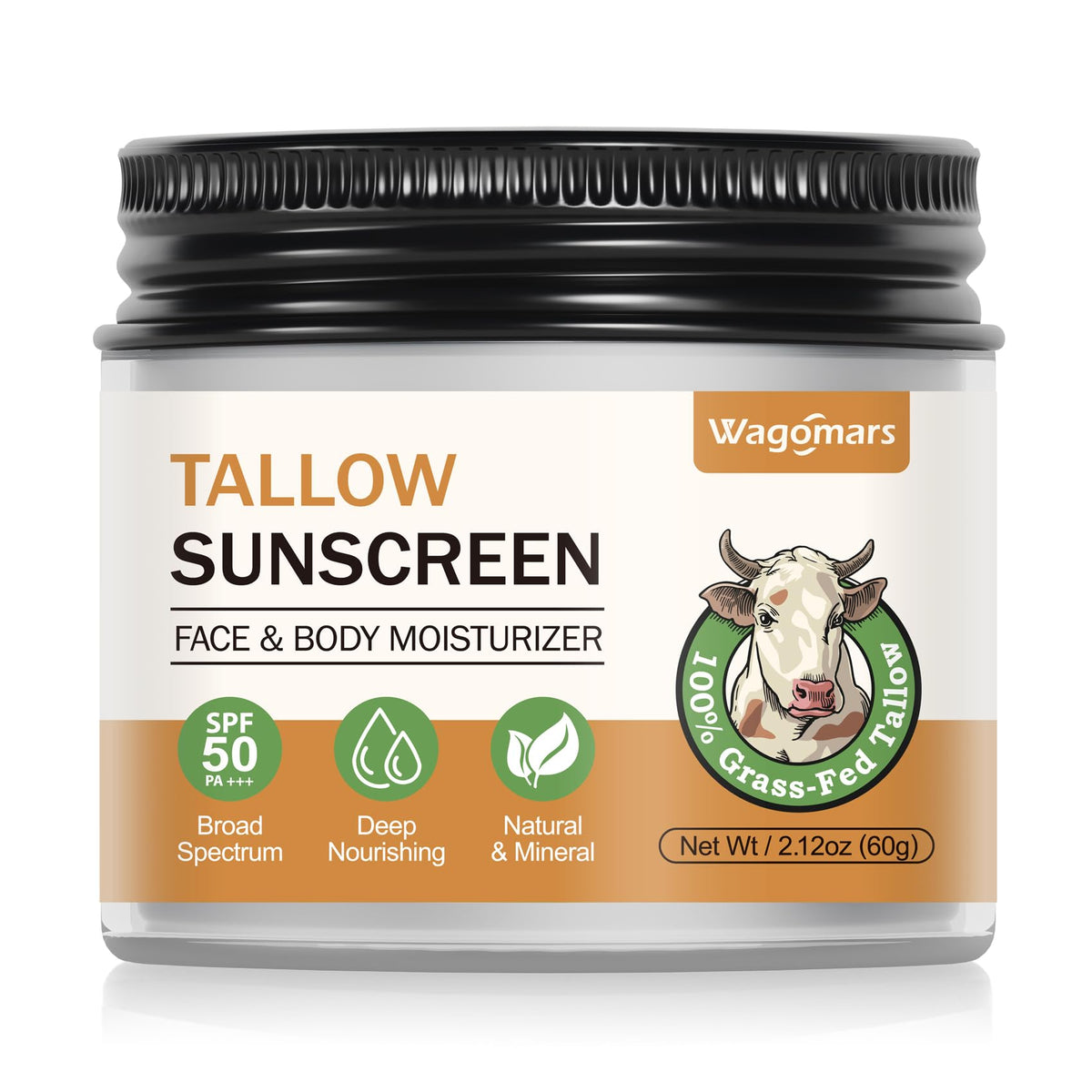 Wagomars jar front view showing label and SPF 50 protection benefit