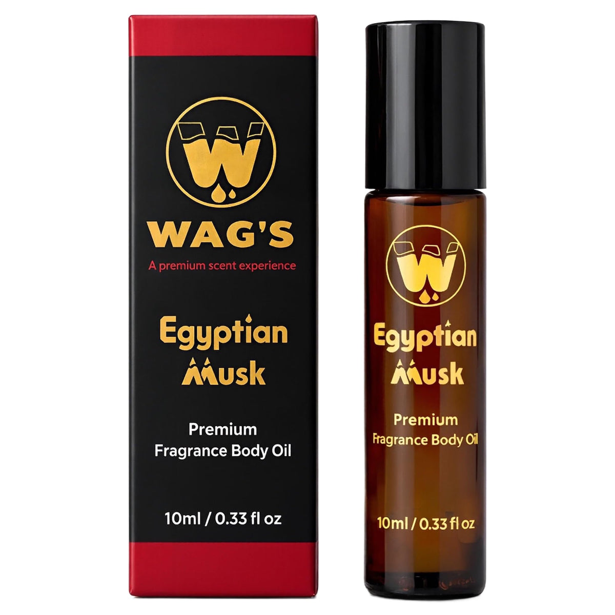 WagsMarket glass bottle front view showing elegant label and portable benefit