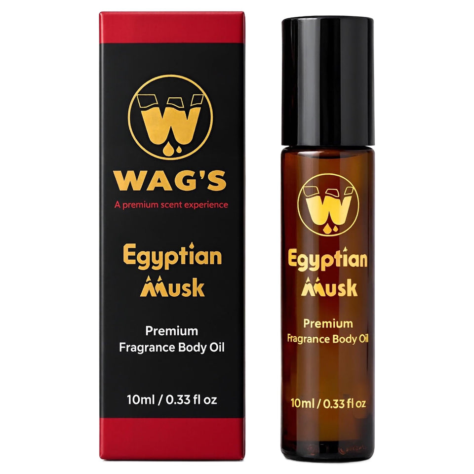 WagsMarket glass bottle front view showing elegant label and portable benefit