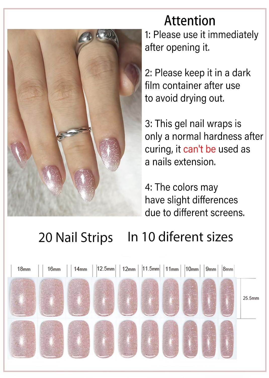 Wahrshei included nail file stick and sealing strip for easy application
