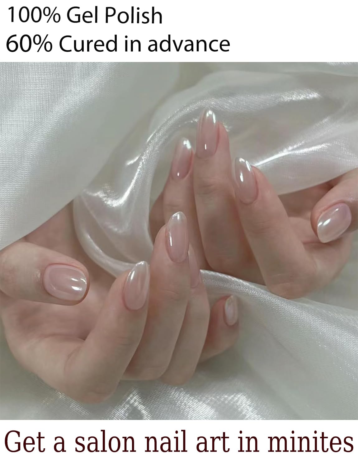 Wahrshei close-up of semi cured gel texture with pearl sheen for glossy finish