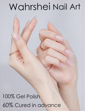 Wahrshei close-up texture of semi cured gel strip highlighting smooth glossy finish