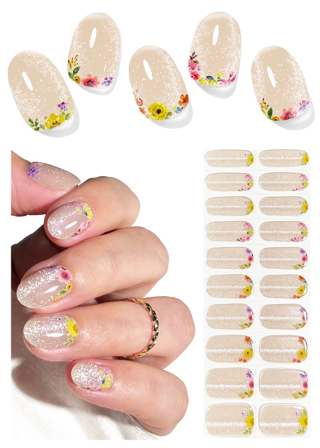 Wahrshei packaging showing flower cat eye gel stickers, ready for quick DIY manicure
