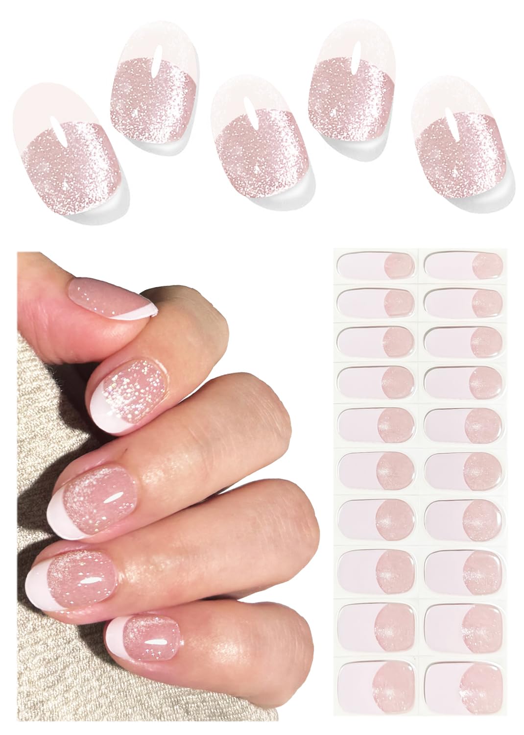 Wahrshei front packaging showing 20 gel nail strips and tools for quick salon results