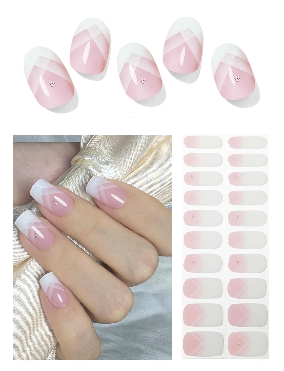 Wahrshei front packaging showing 20 gel nail stickers and included tools for convenience