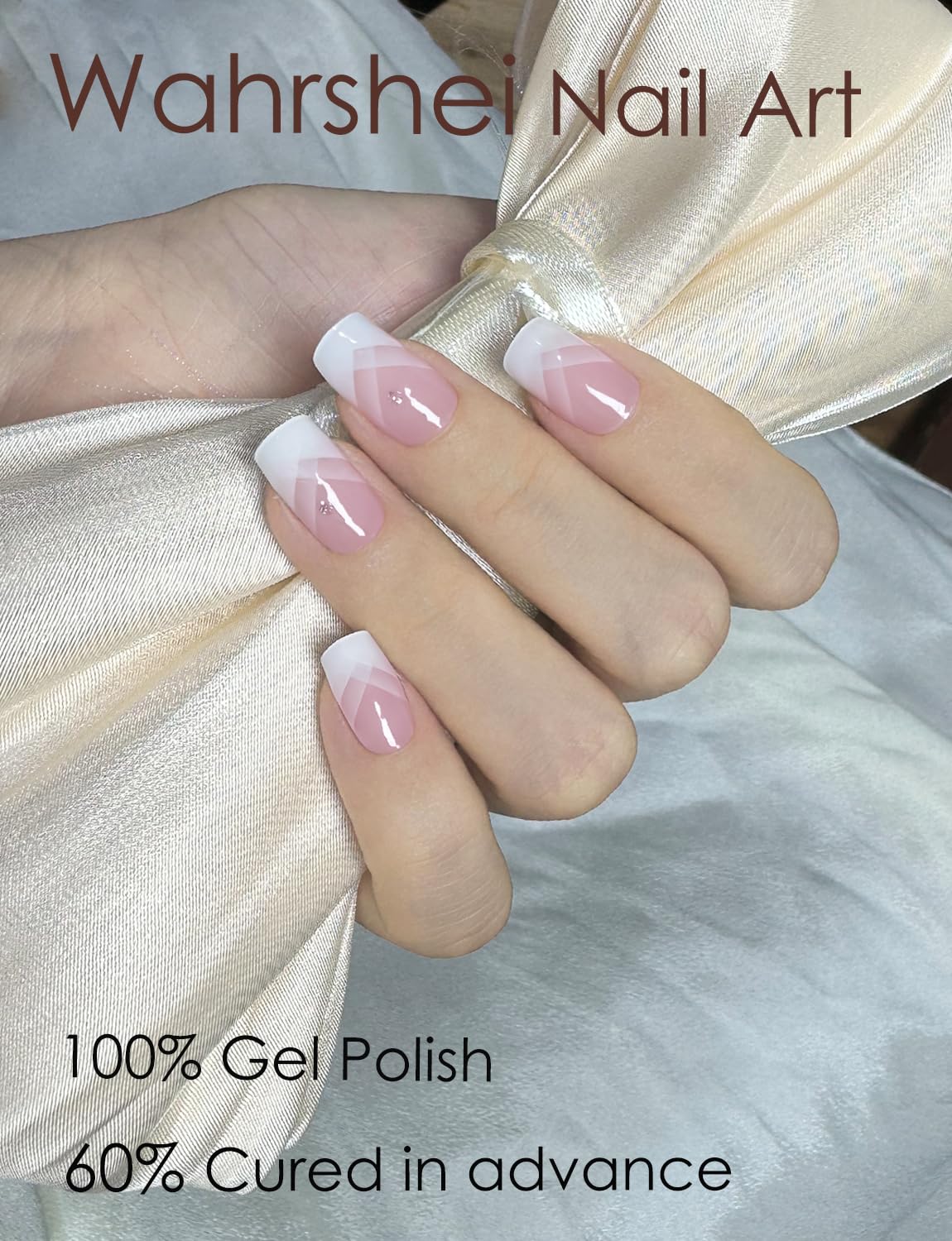 Wahrshei French gradient strip on a natural nail demonstrating salon-like finish