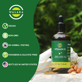WALARA dropper pouring vitamin E oil to boost skin and hair moisture