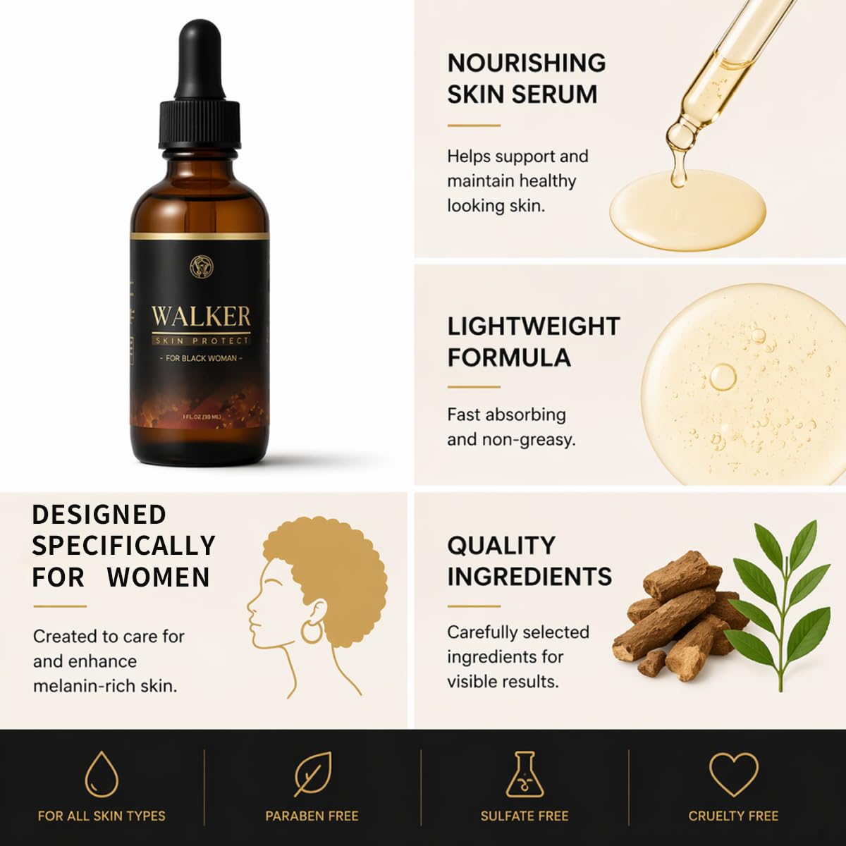 Walker label ingredient list close-up highlighting minerals and antioxidants for nourishment