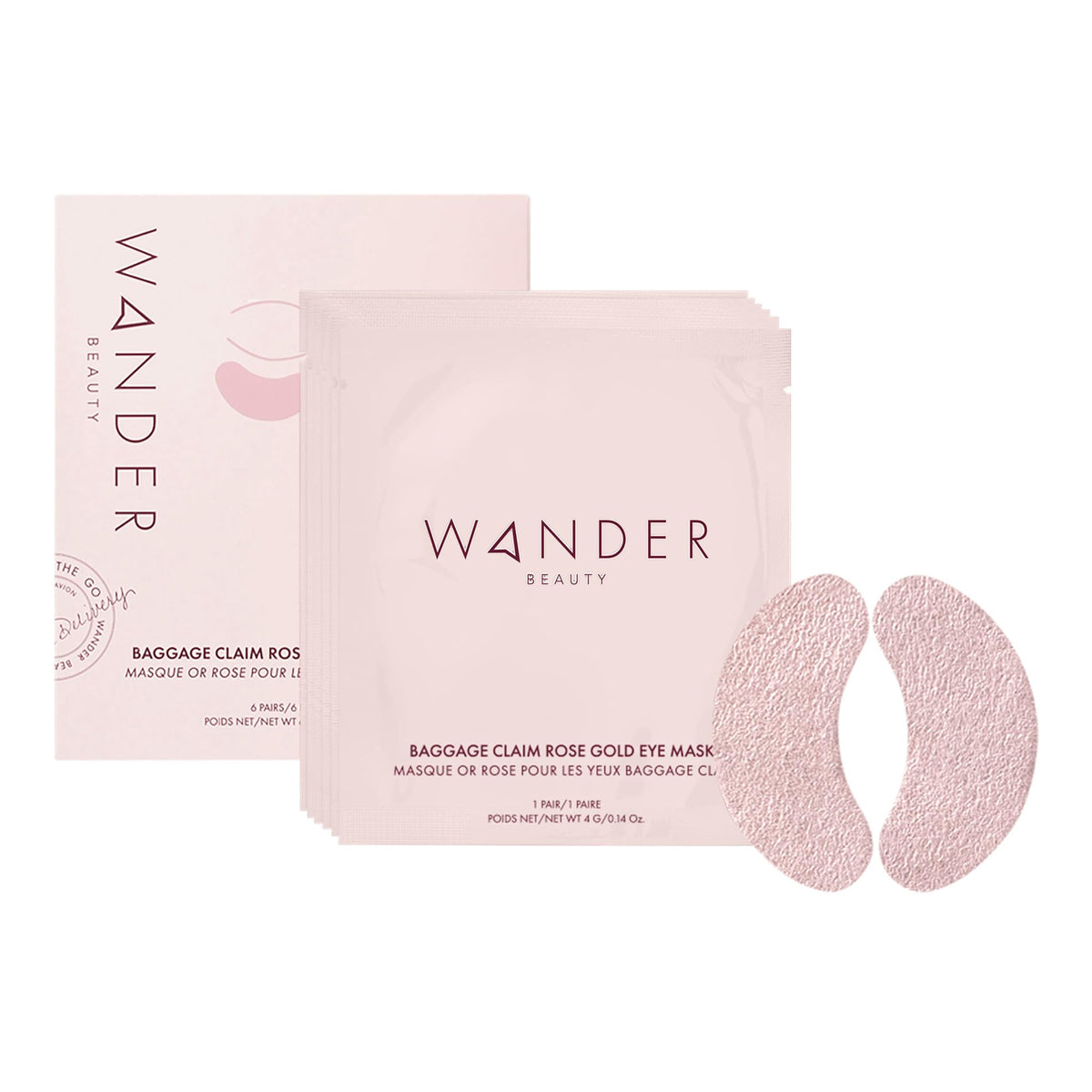 Wander Beauty front packaging showing six pairs and rose gold design for brightening