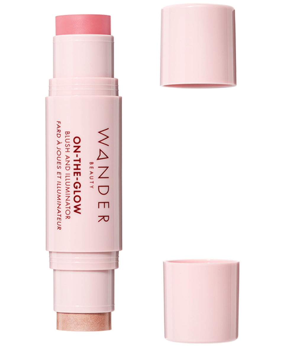 Wander Beauty front packaging of the dual-ended stick showing compact convenience and portability